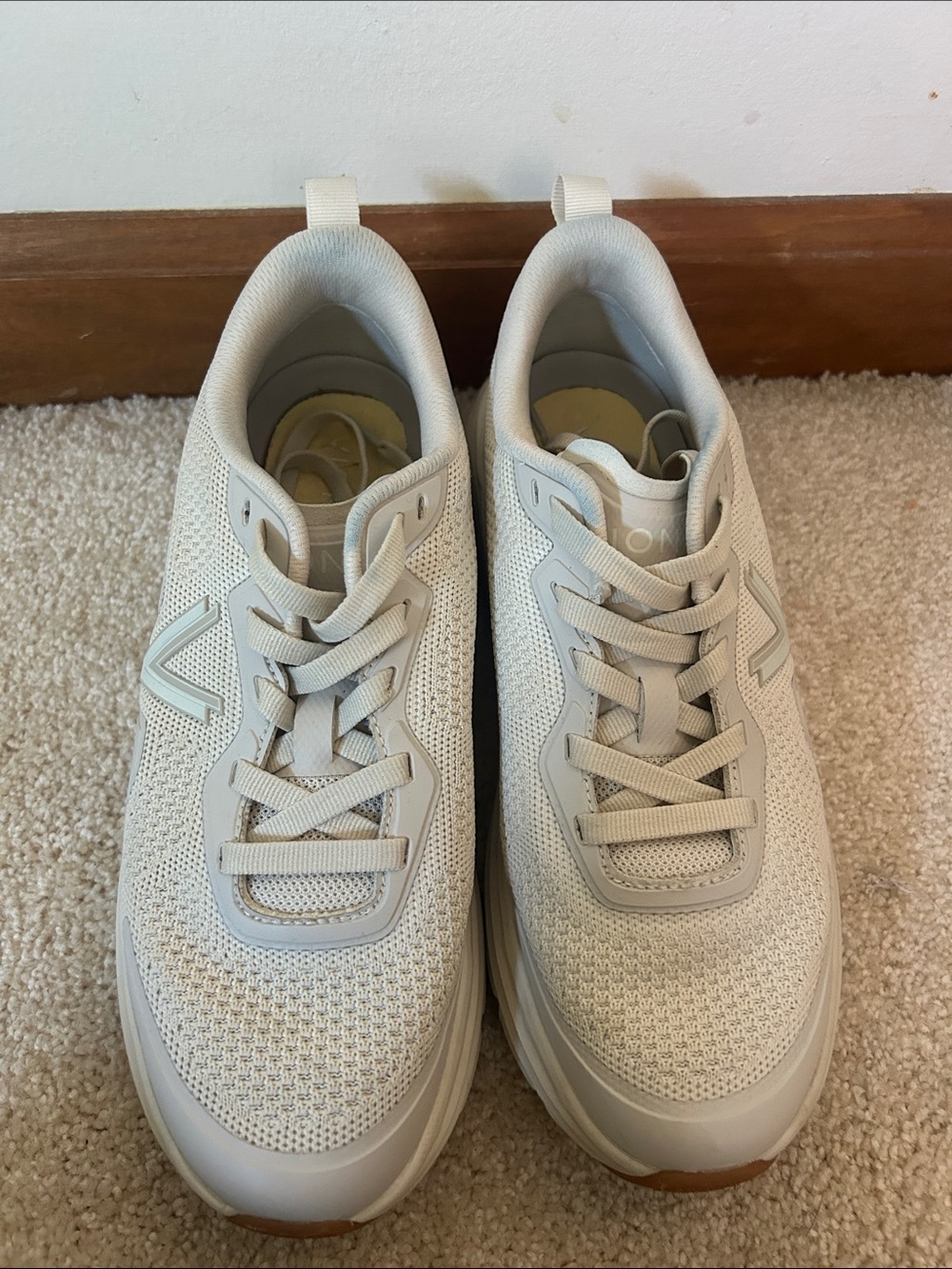 Vionic Beige Knit Lace-Up Sneakers